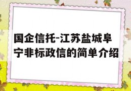 国企信托-江苏盐城阜宁非标政信的简单介绍