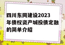 四川东同建设2023年债权资产城投债定融的简单介绍