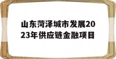 山东菏泽城市发展2023年供应链金融项目