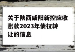 关于陕西咸阳新控应收账款2023年债权转让的信息