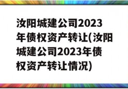 汝阳城建公司2023年债权资产转让(汝阳城建公司2023年债权资产转让情况)