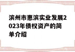 滨州市惠滨实业发展2023年债权资产的简单介绍