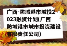 广西-防城港市城投2023融资计划(广西防城港市城市投资建设有限责任公司)