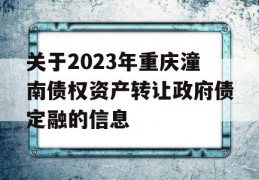 关于2023年重庆潼南债权资产转让政府债定融的信息