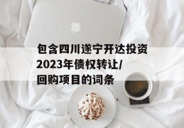 包含四川遂宁开达投资2023年债权转让/回购项目的词条