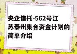 央企信托-562号江苏泰州集合资金计划的简单介绍