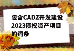 包含CADZ开发建设2023债权资产项目的词条