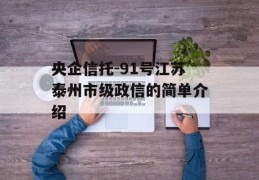 央企信托-91号江苏泰州市级政信的简单介绍