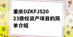 重庆DZKFJS2023债权资产项目的简单介绍