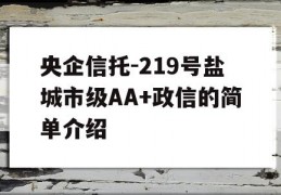 央企信托-219号盐城市级AA+政信的简单介绍