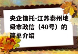 央企信托-江苏泰州地级市政信（40号）的简单介绍