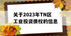 关于2023年TN区工业投资债权的信息