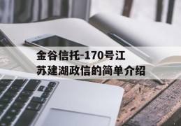 金谷信托-170号江苏建湖政信的简单介绍