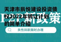 天津市辰悦建设投资债权2022年转让计划的简单介绍