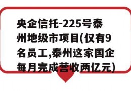 央企信托-225号泰州地级市项目(仅有9名员工,泰州这家国企每月完成营收两亿元)