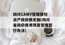 四川CAWY管理债权资产政府债定融(四川省政府债务预算管理暂行办法)