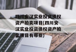 四川安汉实业投资债权资产拍卖项目(四川安汉实业投资债权资产拍卖项目有哪些)