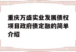 重庆万盛实业发展债权项目政府债定融的简单介绍