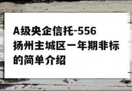 A级央企信托-556扬州主城区一年期非标的简单介绍