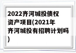 2022齐河城投债权资产项目(2021年齐河城投有招聘计划吗)