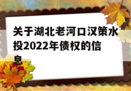 关于湖北老河口汉策水投2022年债权的信息