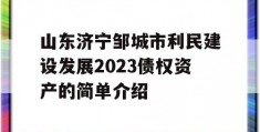 山东济宁邹城市利民建设发展2023债权资产的简单介绍