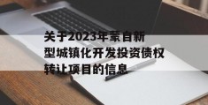 关于2023年蒙自新型城镇化开发投资债权转让项目的信息