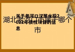 关于老河口汉策水投2022年债权项目的信息