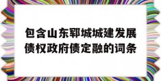 包含山东郓城城建发展债权政府债定融的词条