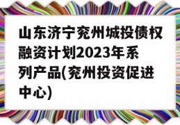 山东济宁兖州城投债权融资计划2023年系列产品(兖州投资促进中心)