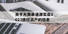 关于大英县通源实业2023债权资产的信息