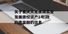 关于重庆大足永晟实业发展债权资产1号|政府债定融的信息