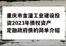 重庆市金潼工业建设投资2023年债权资产定融政府债的简单介绍