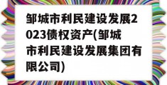 邹城市利民建设发展2023债权资产(邹城市利民建设发展集团有限公司)