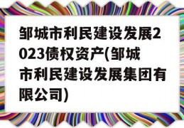 邹城市利民建设发展2023债权资产(邹城市利民建设发展集团有限公司)