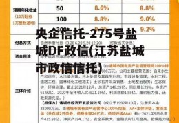 央企信托-275号盐城DF政信(江苏盐城市政信信托)