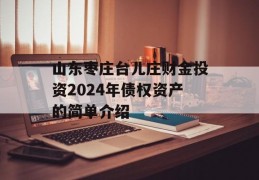 山东枣庄台儿庄财金投资2024年债权资产的简单介绍