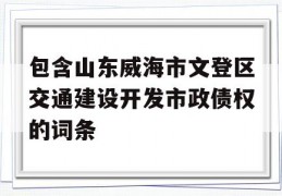 包含山东威海市文登区交通建设开发市政债权的词条