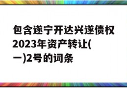 包含遂宁开达兴遂债权2023年资产转让(一)2号的词条