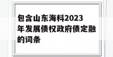 包含山东海科2023年发展债权政府债定融的词条