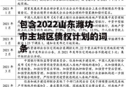 包含2022山东潍坊市主城区债权计划的词条