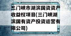 三门峡市湖滨国资资产收益权项目(三门峡湖滨国有资产投资运营有限公司)