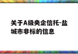 关于A级央企信托-盐城市非标的信息