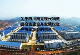 关于四川南充现代物流园投资建设开发债权资产拍卖项目的信息