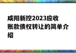 咸阳新控2023应收账款债权转让的简单介绍