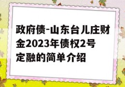 政府债-山东台儿庄财金2023年债权2号定融的简单介绍