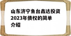 山东济宁鱼台鑫达投资2023年债权的简单介绍