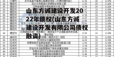 山东方诚建设开发2022年债权(山东方诚建设开发有限公司债权融资)