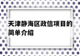 天津静海区政信项目的简单介绍