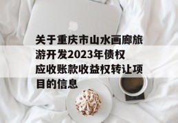 关于重庆市山水画廊旅游开发2023年债权应收账款收益权转让项目的信息